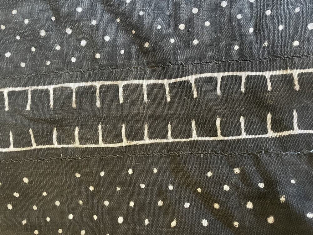 Vintage African Mud Cloth Textile 37x65” Handwoven Bogolanfini Mali Fabric Wall